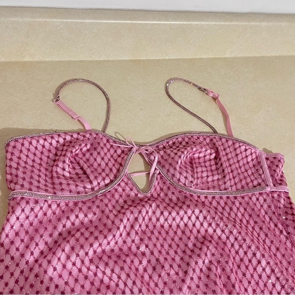 NEW For Love & Lemons Pink Glitter Slip Dress XL 37976 - Picture 9 of 11